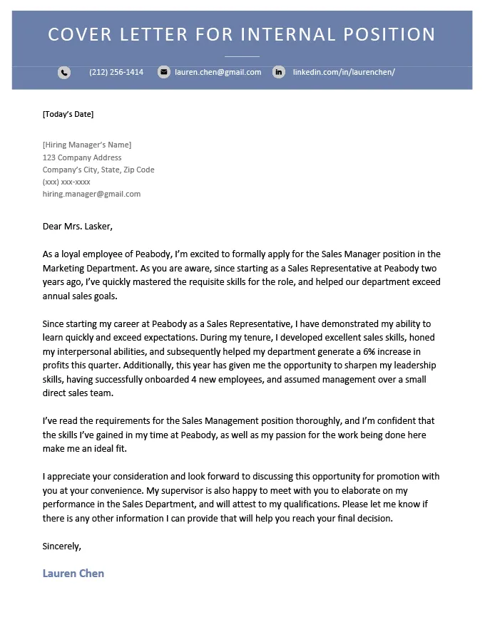 37205 cover letter internal promotion importance