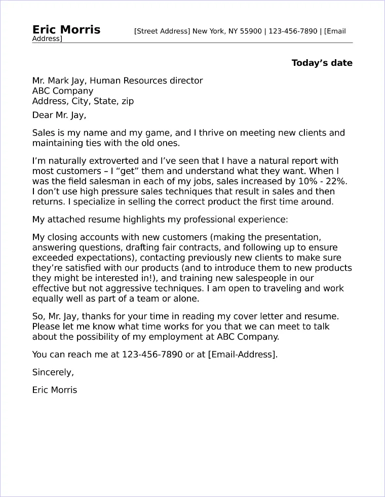 37243 sales cover letter importance