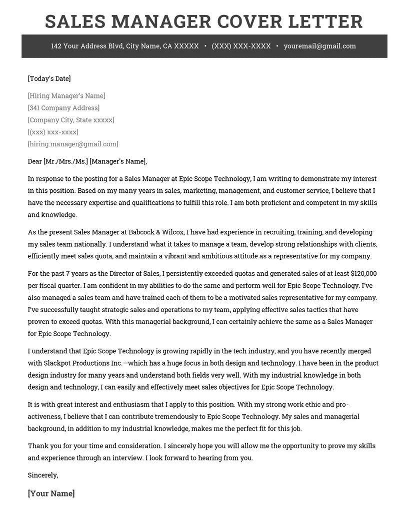 37284 sales manager cover letter header