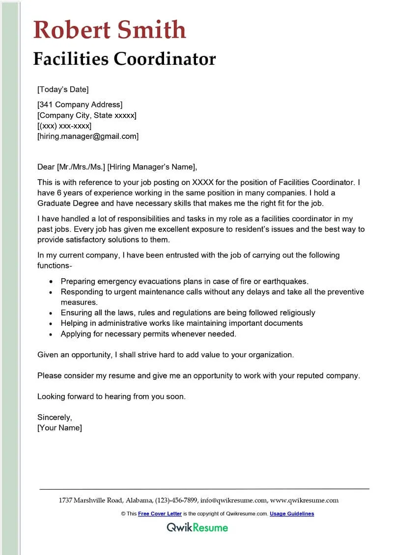 37334 facilities director cover letter