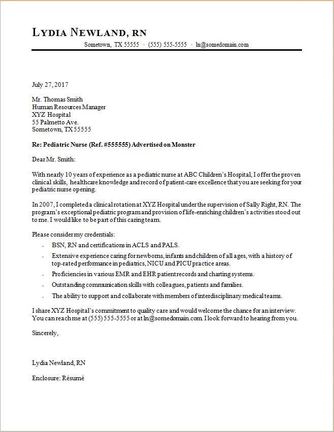 37357 nurse cover letter components