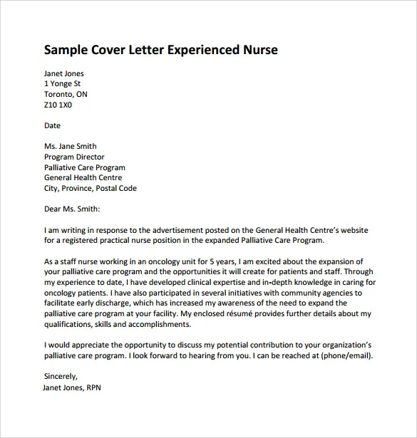 37357 nurse cover letter examples