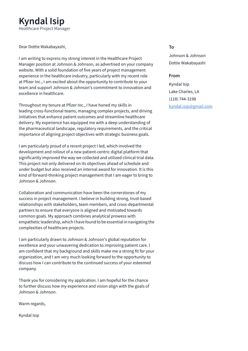 37385 healthcare project manager cover letter writing