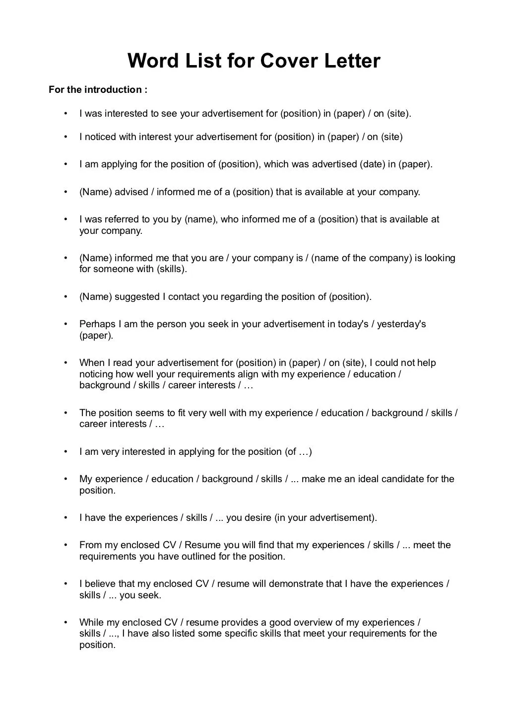 37391 cover letter words