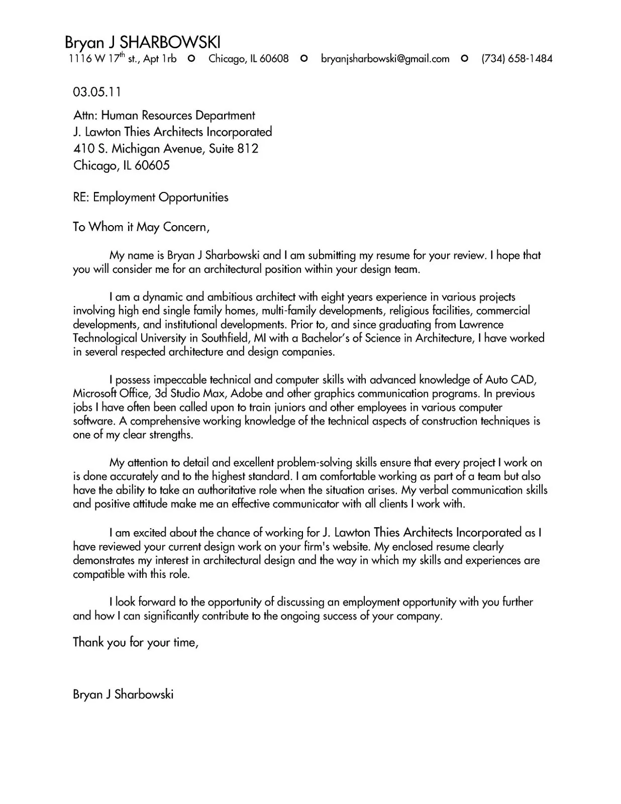 37406 architecture job cover letter header