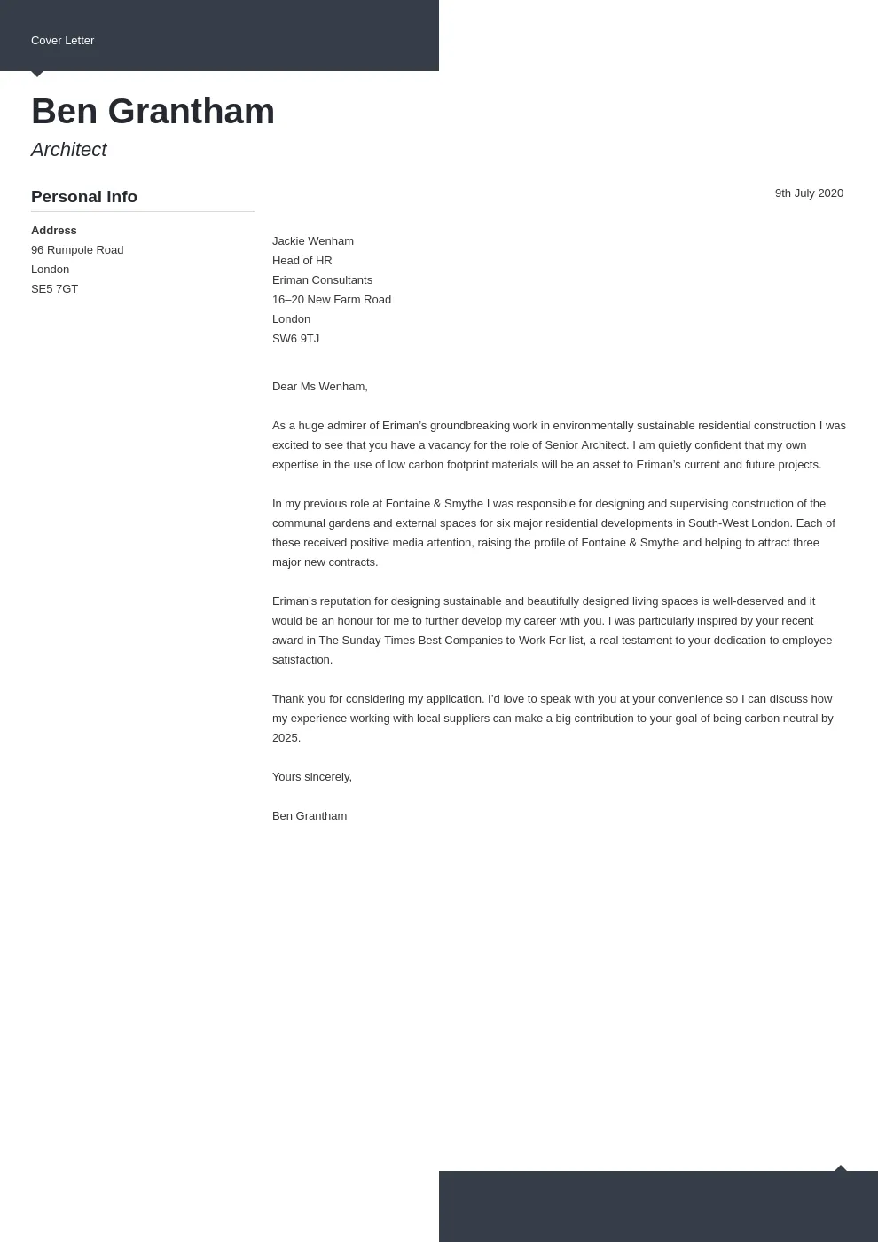 37406 architecture job cover letter skills