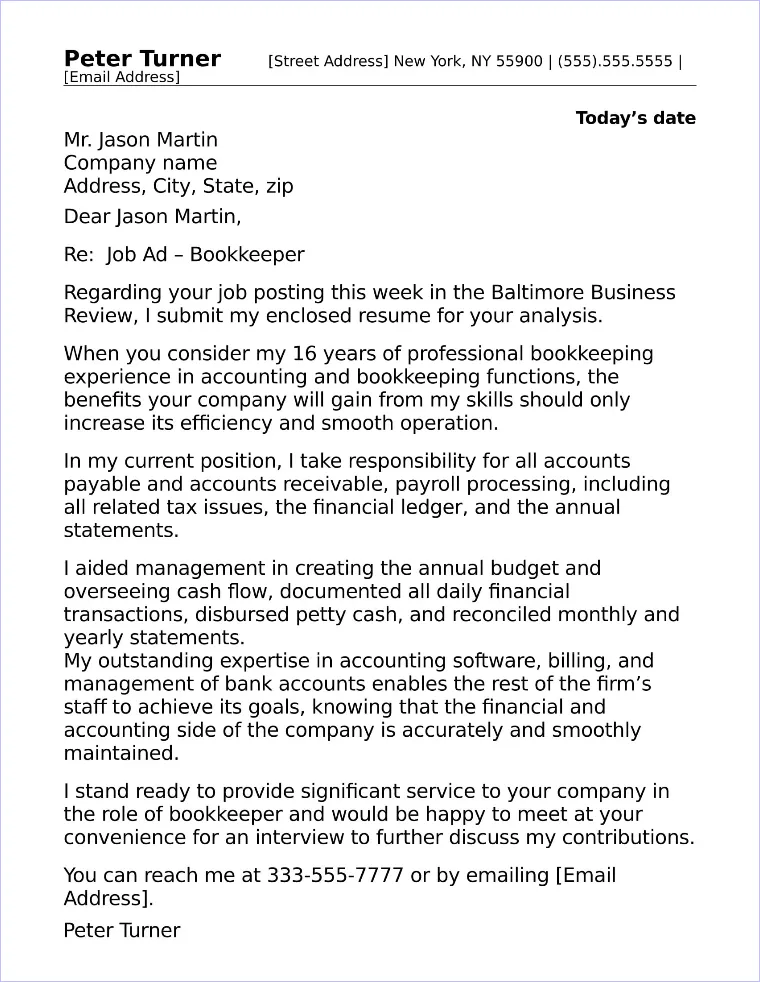 37415 bookkeeping cover letter experience