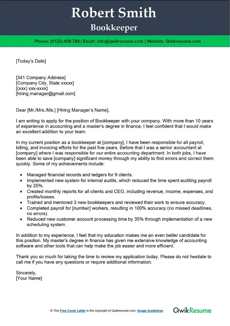 37415 bookkeeping cover letter mistakes