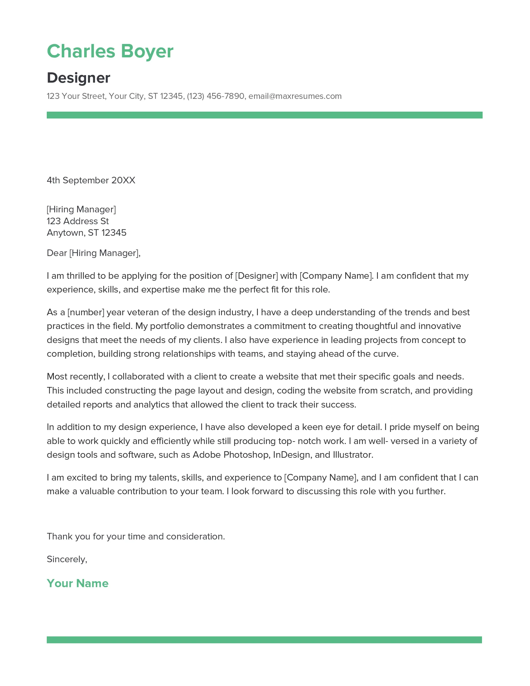 37426 design cover letter formatting