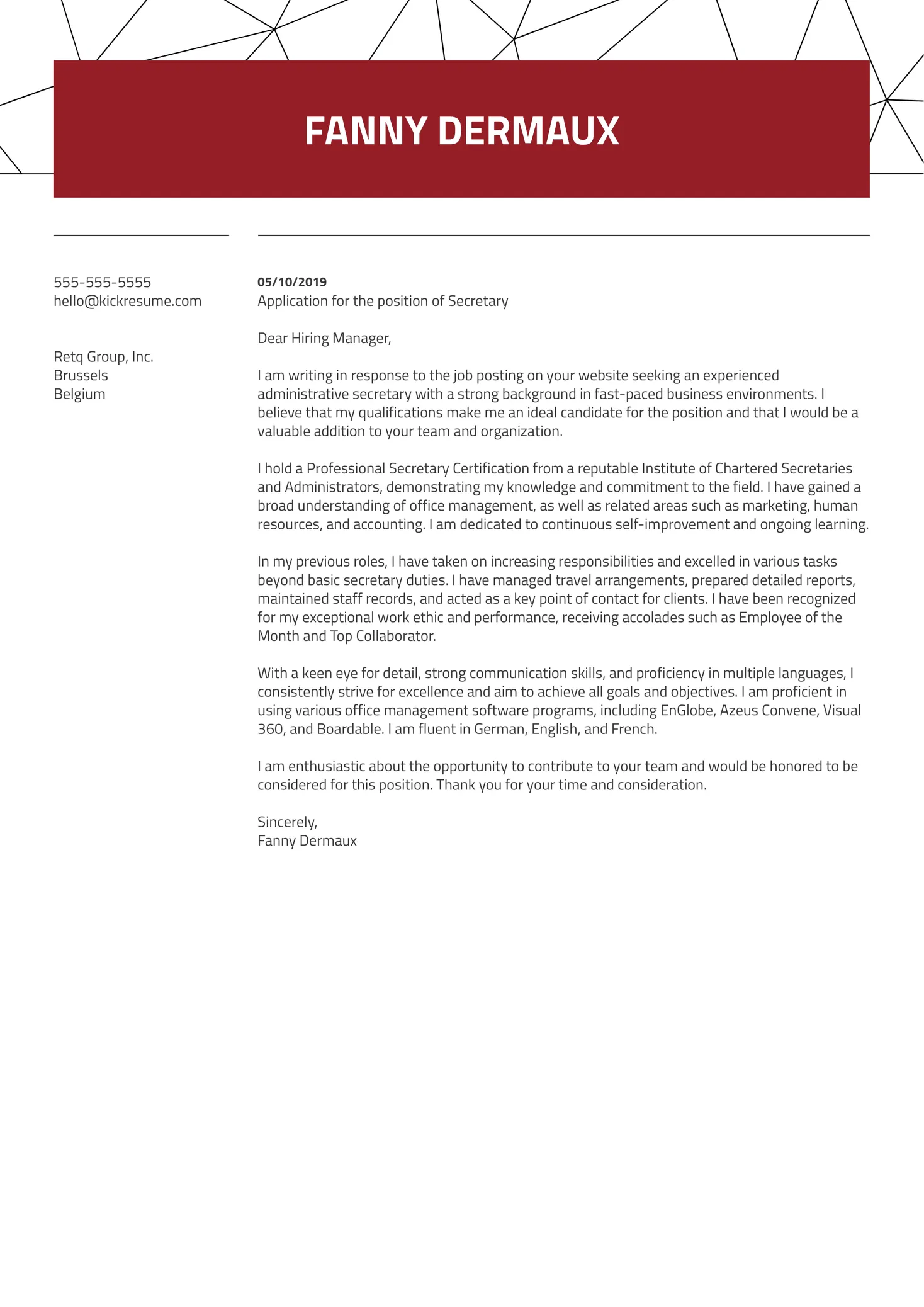 37438 formatting cover letter