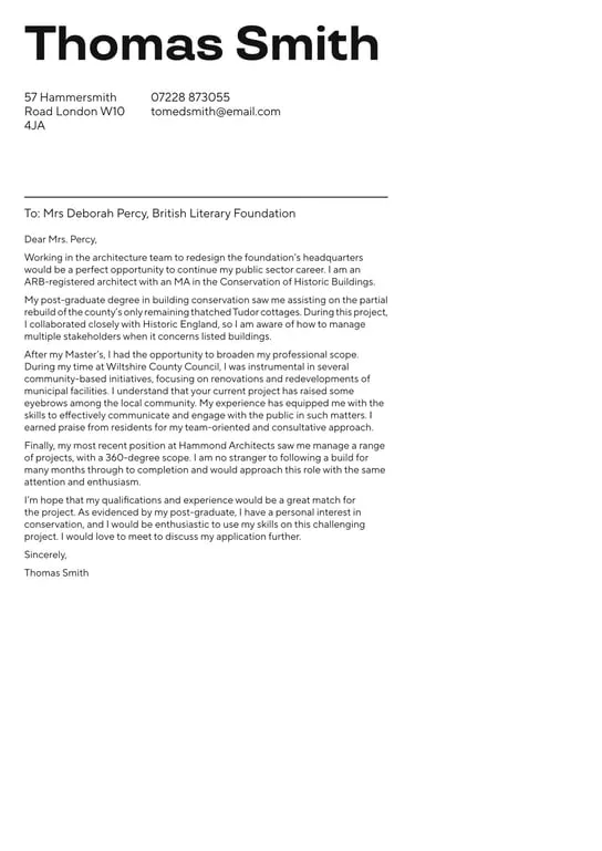 37442 architect cover letter example