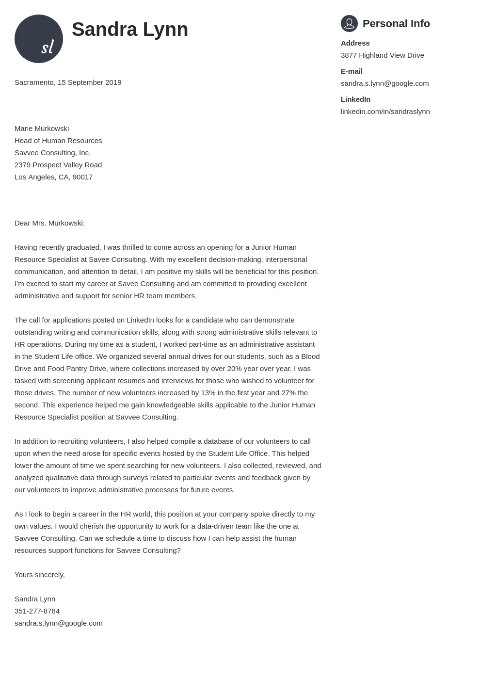 37445 hr cover letter skills