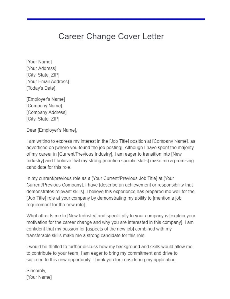 37447 career change cover letter writing