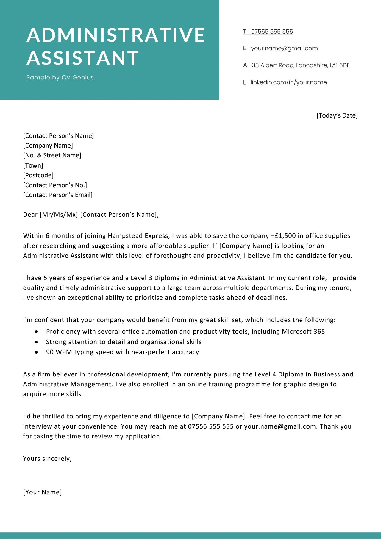 37459 achievements cover letter